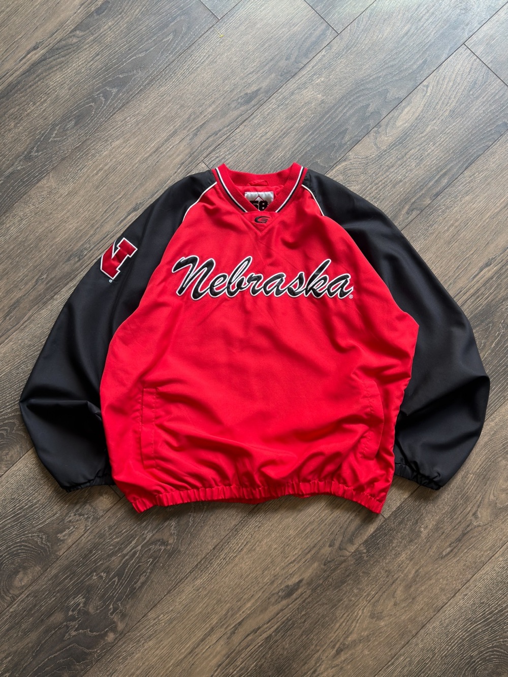 Nebraska Cornhuskers Mens XL Pullover Windbreaker Jacket V-Neck Lined Vintage